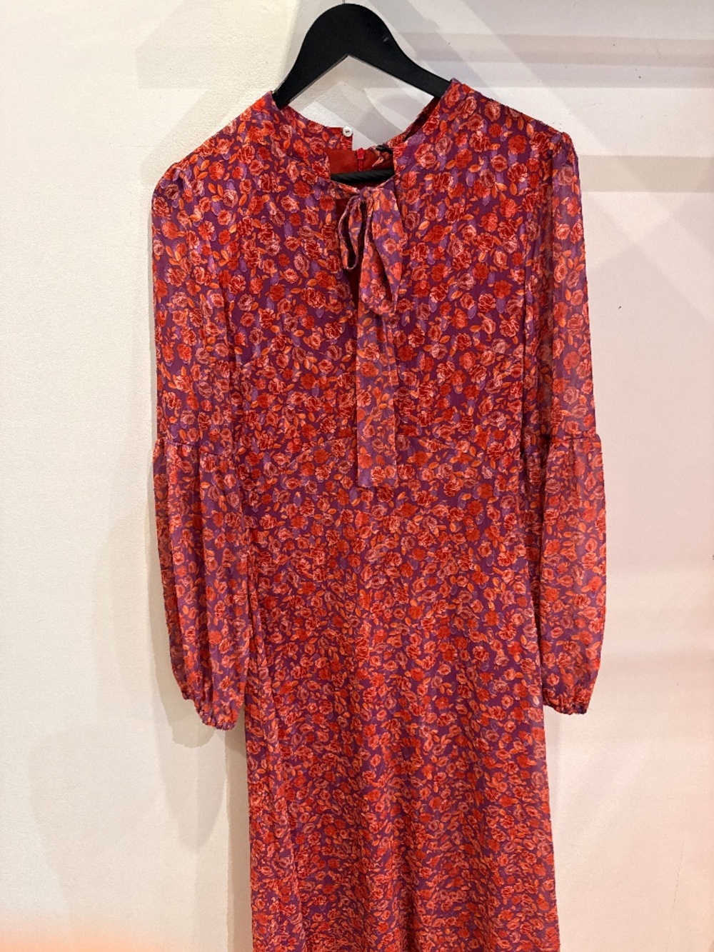 Matelier Red and Purple Floral Midi Dress